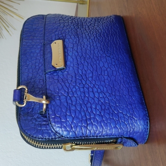 BURBERRY Pebbled Blue Grain Leather Small Harrogate Crossbody Bag - Picture 6 of 14